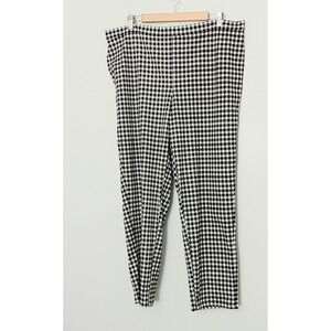 Isaac Mizrahi Pants Women's Size 20W Black & White Gingham Check Pullon Ankle